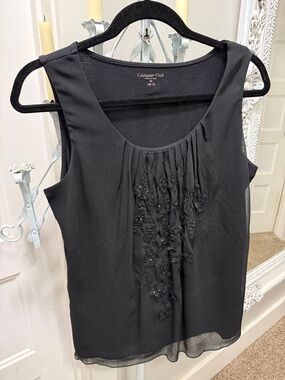 Coldwater Creek Black Sleeveless Beaded Scoop-Neck Camisole